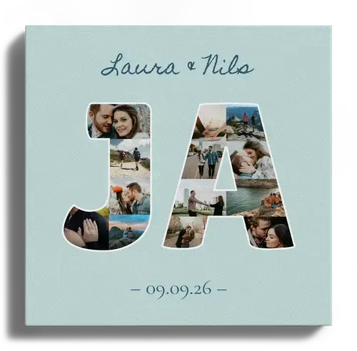 Foto-Collage Verlobung Ja-Wort mit Namen