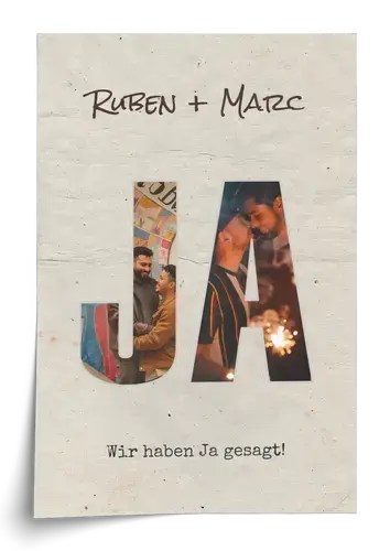 Foto-Collage Verlobung Ja-Wort mit Namen