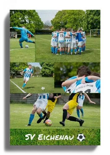 Fußball-Fotocollage Raster mit Text