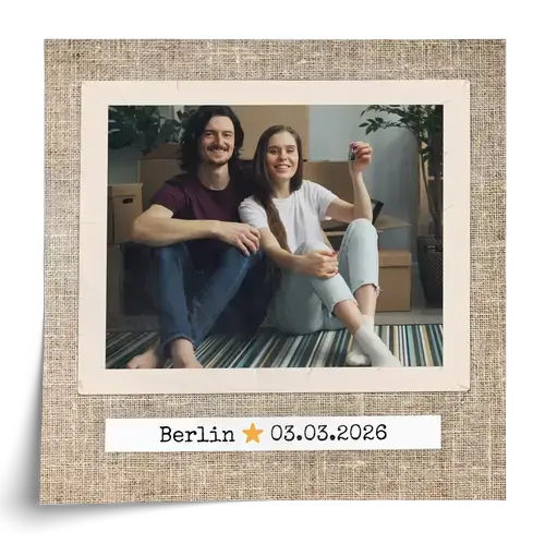 Fotocollage Einzug mit Text