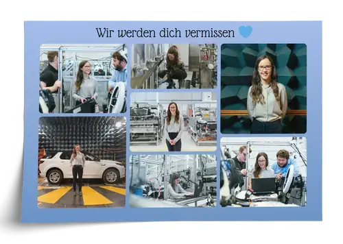 Abschieds-Fotocollage mit zentralem Text