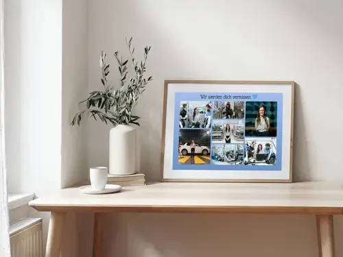 Abschieds-Fotocollage mit zentralem Text