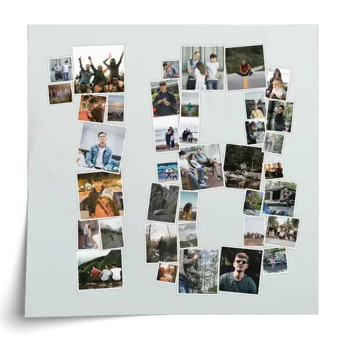 Fotocollage 18. Geburtstag Zahl mit Text