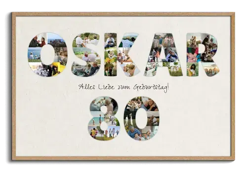 Geburtstags-Fotocollage: Name & Zahl aus Fotos