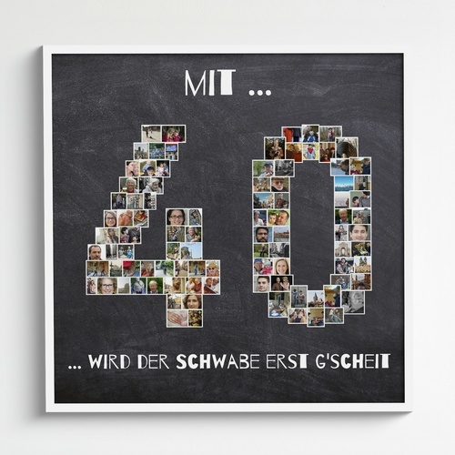 Zahl 40 als Fotocollage mit vielen Bildern als Geburtstagsgeschenk