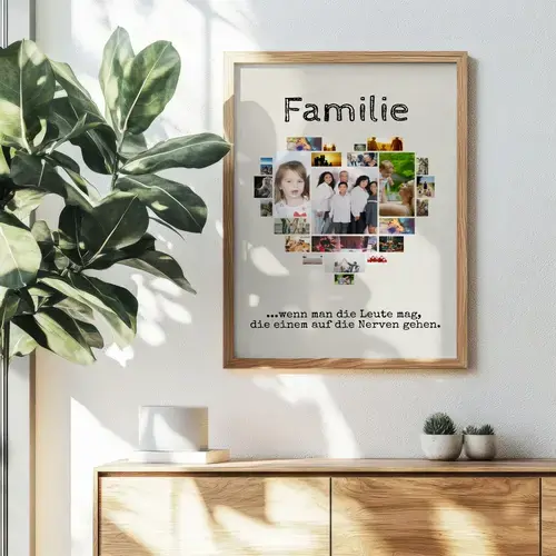 Herzcollage Familie mit Spruch personalisierbar