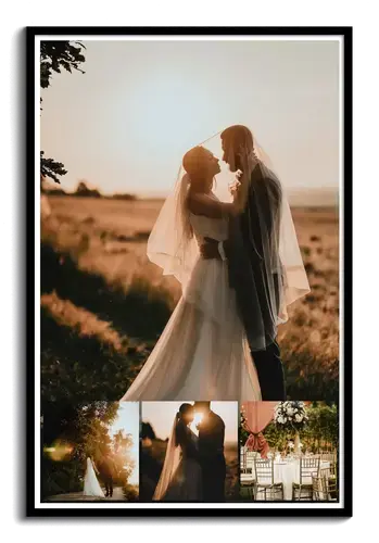 Dein Hochzeitfoto bestellen. Personalisierte Hochzeitscollage mit einzigartigem Design.