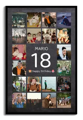 Zahlencollage 18 zum 18. Geburtstag, Name+Gruß