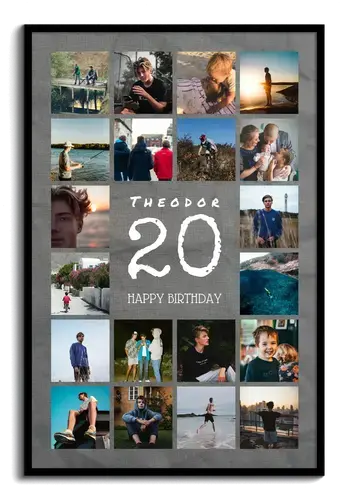 Zahlen-Collage 20 mit Name, Gruß und Fotos