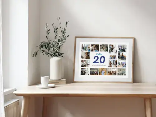 Zahlen-Collage 20 mit Name, Gruß und Fotos