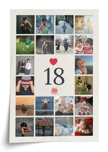 Fotocollage Zahl 18 – 20–80 Fotos für 18. Geburtstag & Volljährigkeit – jetzt gestalten Fotocollage Zahl 18 – 20–80 Fotos für 18. Geburtstag & Volljährigkeit – jetzt gestalten