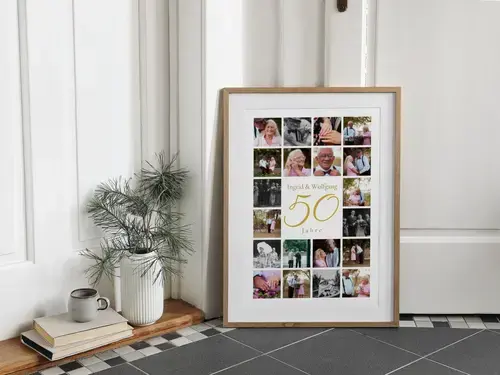 Zahl-Fotocollage Goldene Hochzeit (20–80 Fotos)