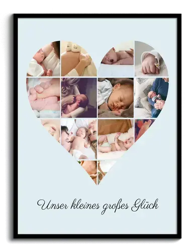 Gestalte deine herzförmige Babyfoto-Collage – Unser kleines großes Glück!