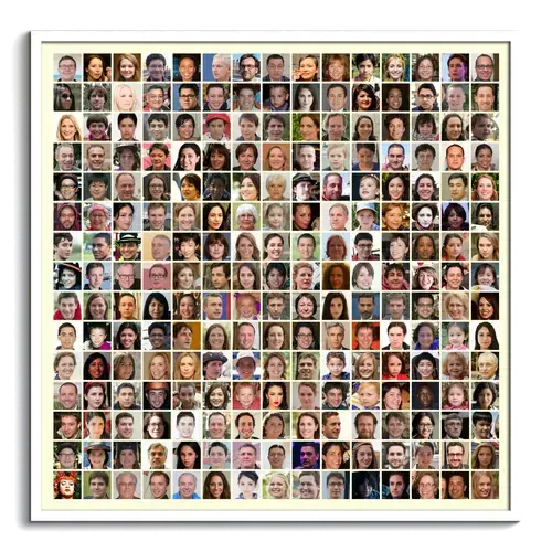 Fotocollage mit mehr als zweihundert 200 bildern erstellen Gesichter