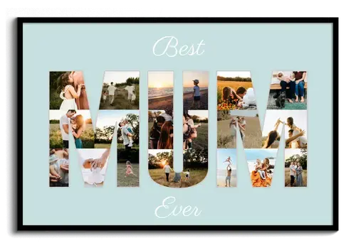 Fotocollage mit Schriftzug MUM Best Ever zB Geschenk fuer Muttertag