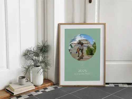 Reisefotos-Collage mit Hintergrund oder Rundformat