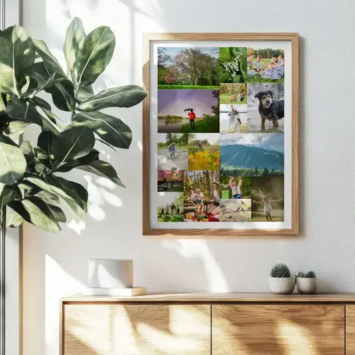 Frühlings-Fotocollagen: Blumen, Wiesen, Text