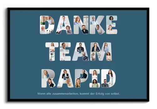 Fotocollage für Unternehmen Text und Zahlen mehrere Zeilen Teambilder