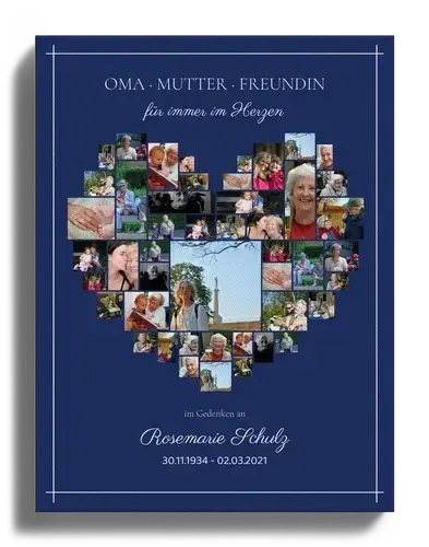 Fotocollage „Für immer im Herzen“ – dunkel - Hochformat