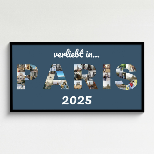 Urlaubsbilder als Fotocollage auf Poster oder Leinwand mit Text