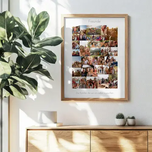 Wilde Fotocollage „Freunde“ mit Text im Hochformat