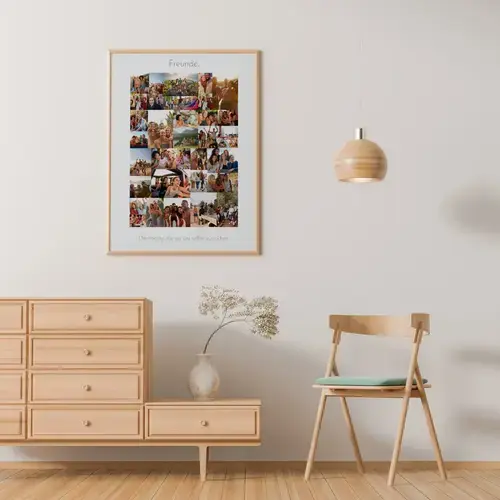 Wilde Fotocollage „Freunde“ mit Text im Hochformat