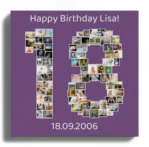 Fotocollage Zahl '18' – individuell gestaltbar