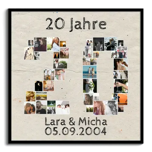 Fotocollage Zahl "20" erstellen. Als persönliches Geschenk!