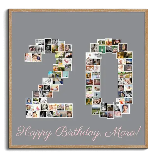 Fotocollage Zahl "20" erstellen. Als persönliches Geschenk!