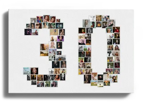 Fotocollage 30 Zahlen aus vielen Bildern