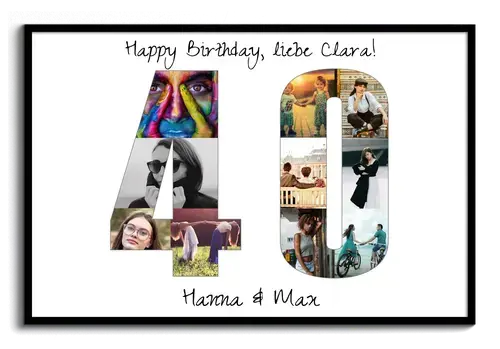 Fotocollage Zahl "40" – anpassbar & vielseitig