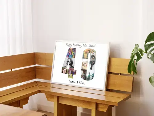 Fotocollage Zahl "40" – anpassbar & vielseitig