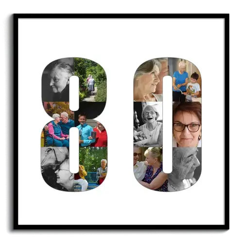 Fotocollage Zahl "80" erstellen - Perfektes Geschenk zum 80. Geburtstag & Jubiläen Fotocollage Zahl "80" erstellen - Perfektes Geschenk zum 80. Geburtstag & Jubiläen