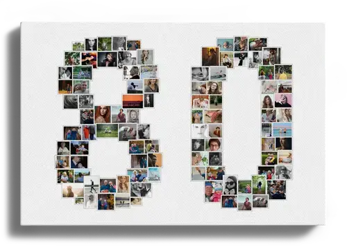 Fotocollage Zahl "80" erstellen - Perfektes Geschenk zum 80. Geburtstag & Jubiläen Fotocollage Zahl "80" erstellen - Perfektes Geschenk zum 80. Geburtstag & Jubiläen