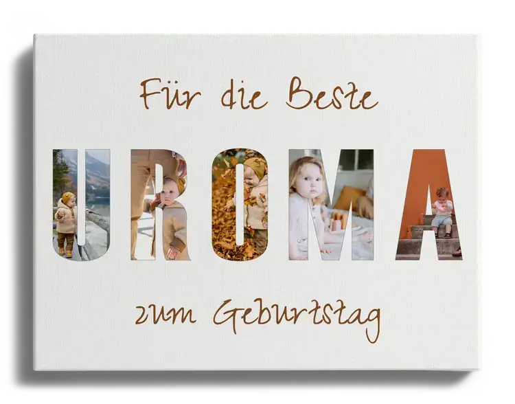 Fotos als Text Collage fuer die Beste UROMA zum Geburtstag
