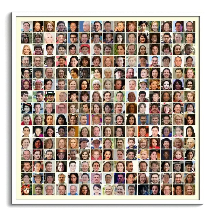 Fotocollage mit mehr als zweihundert 200 bildern erstellen Gesichter