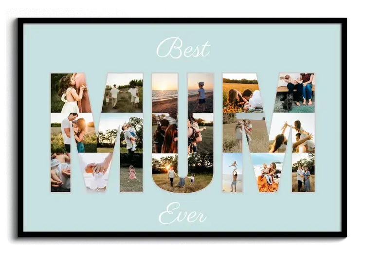Fotocollage mit Schriftzug MUM Best Ever zB Geschenk fuer Muttertag