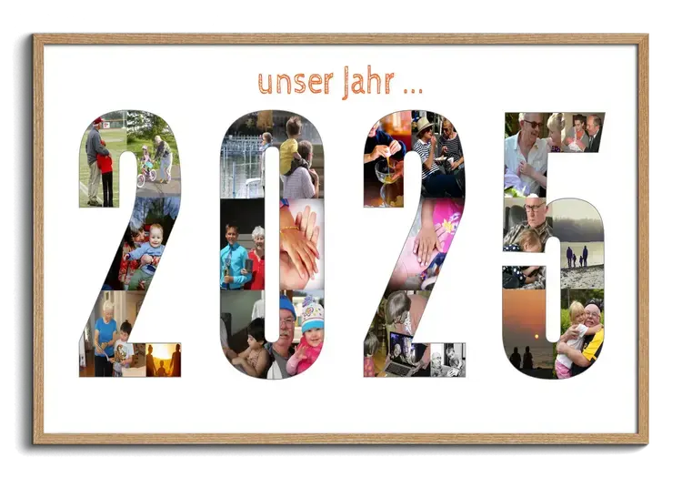Jahreszahl als Fotocollage mit vielen Bildern und Erinnerungen