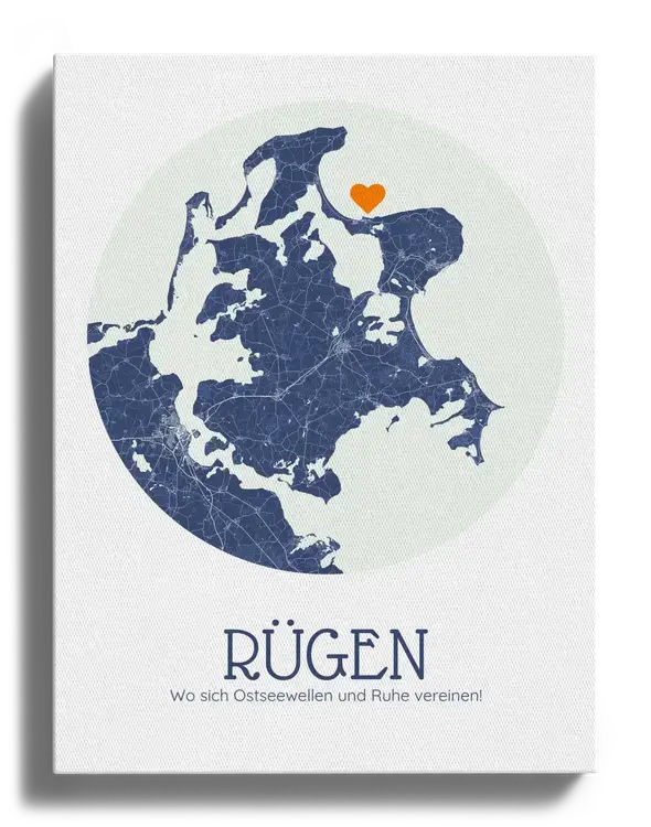 Rügen Poster – Runde Karte im maritimen KREIS-Stil