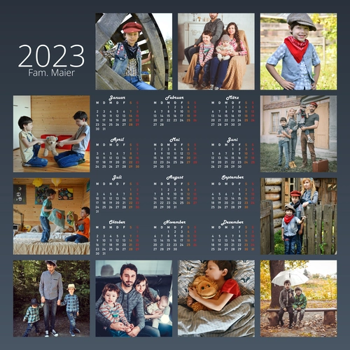 Kalender 2023 mit Fotos von der Familie als Poster oder Leinwand