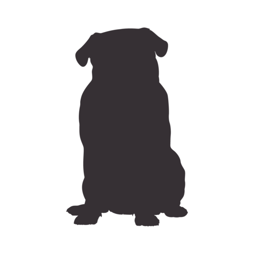 Hundesilhouette Mops sitzend